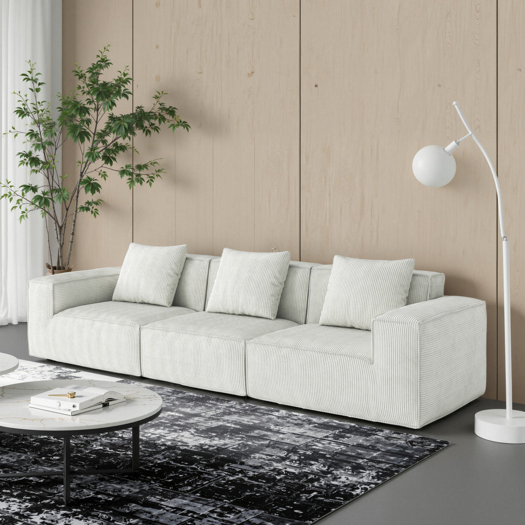 118-inch modular sofa can be converted into an oversized sofa bed  Free conversion sofa set flexible configuration, soft corduroy cloud velvet fabric