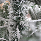 Snow Flocked Christmas Tree 7ft Artificial Hinged Pine Tree with White