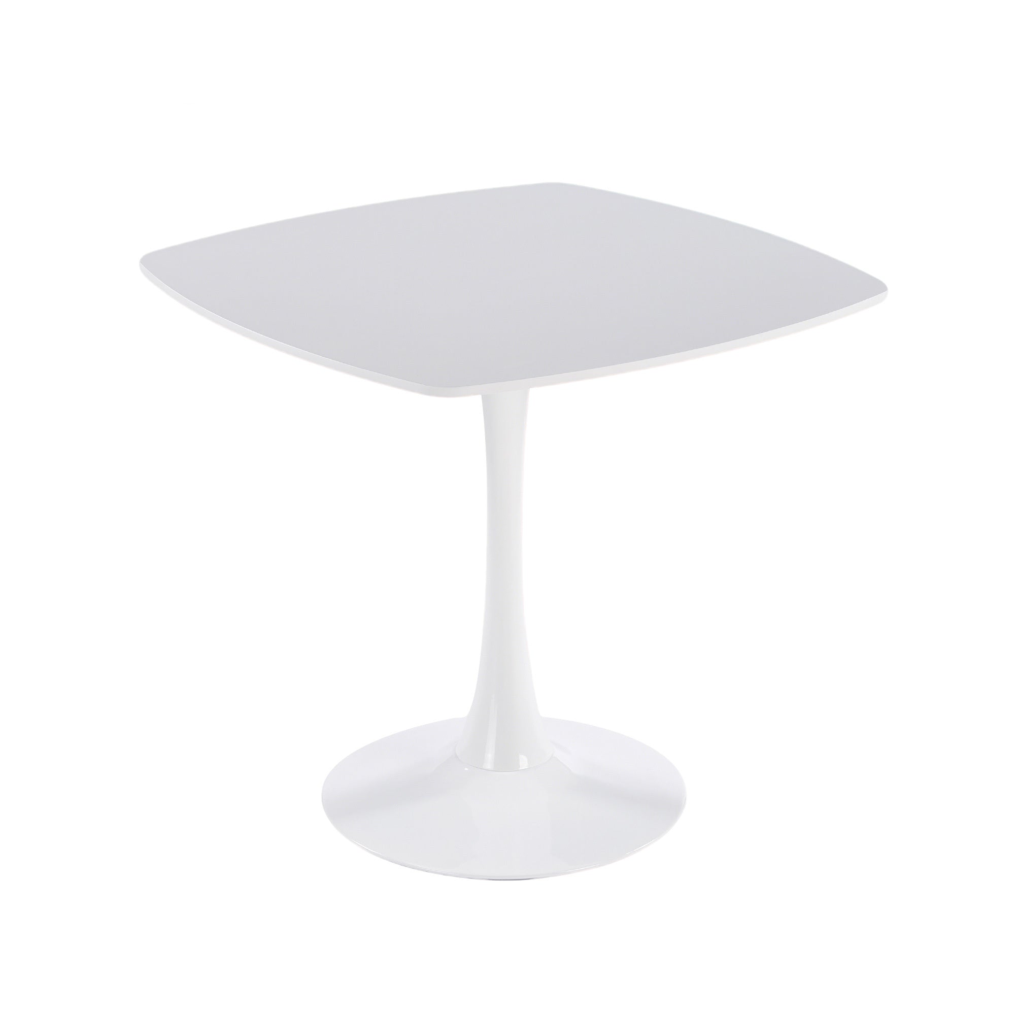 Modern Matte White Square Dining Table for 2-3 People, 24' Small Kitchen Table with Metal Pedestal Base, Ideal for Apartments, Bistro, Cafe, Office & Living Room
