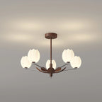 Retro Walnut Color Flower Chandelier for Living Room