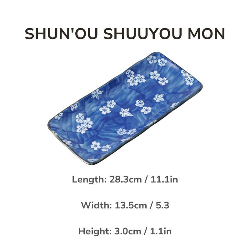 Mino Ware Botanical Series Underglaze Rectangular Plate