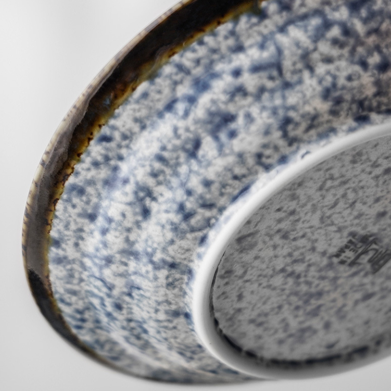 Mino Ware Wave Pattern Retro Underglaze Bowl and Plate Set