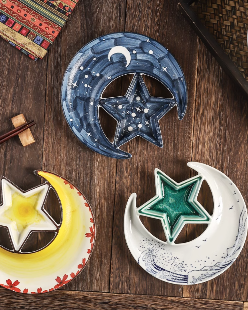 Fukutora Ware Star & Moon Plate