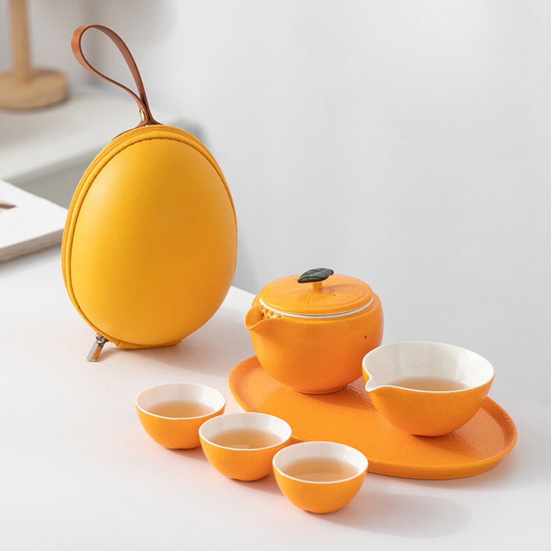 Kishi Orange Portable Tea Set