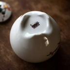 Kutani Ware Red Plum & Twin Sparrows Incense Burner – Hand-Painted by Nakamura Toshihito