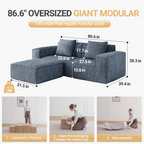 modular sofa can be converted into an oversized sofa bed Free conversion sofa set flexible configuration, soft corduroy cloud velvet fabric two person