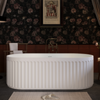 67" Freestanding Solid Surface Bathtub, Luxury Engineered Stone Resin Freestanding Soaking Bathtub with Overflow and Pop-up Drain cUPC Certified,