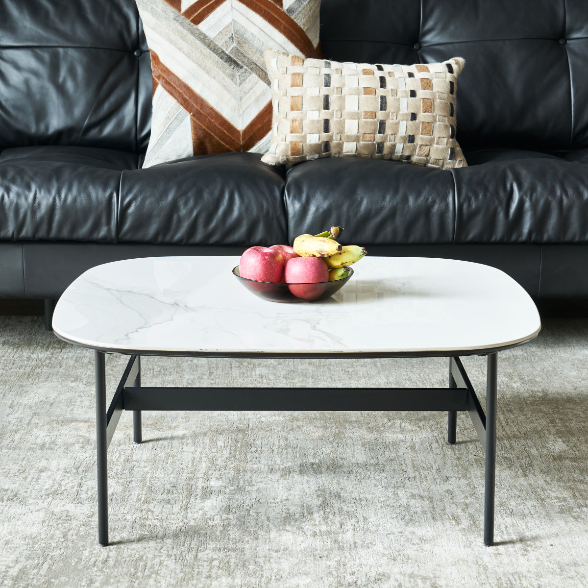 Modern Rock Beam Ceramic Coffee Table for Living Room