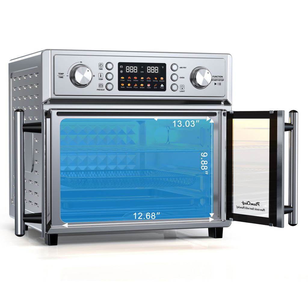 PlumChef 26QT Large French Double Door Air Fryer Oven 1700W 14 Presets 7in1 Silver