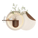 LED Sandstone Double-Disc Wall Art with Botanical Accents