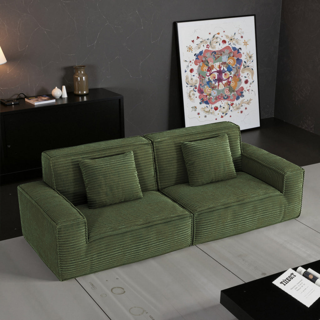 106.3" Large Striped Fabric Sofa, Vacuum Compressed