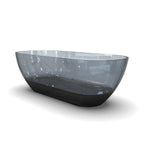 69 Inch Oval Freestanding Soaking Tub | Translucent Grey Blue Resin Stone| Deep Bath