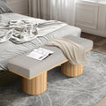 Upholstered Bench with Chunky Legs in Light Grey Boucle