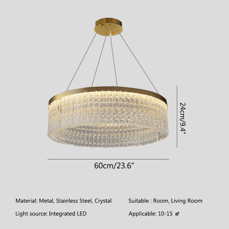 Round Halo Crystal Chandelier for Living Room