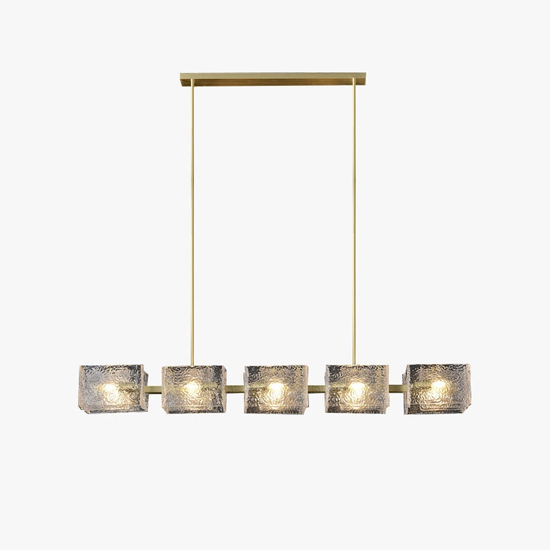 Textured Glass Linear Chandelier for Dining Room