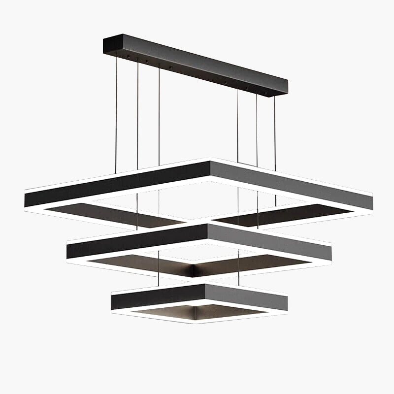 Tiered Black Square Pendant Lamp for Living Room