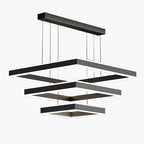 Tiered Black Square Pendant Lamp for Living Room