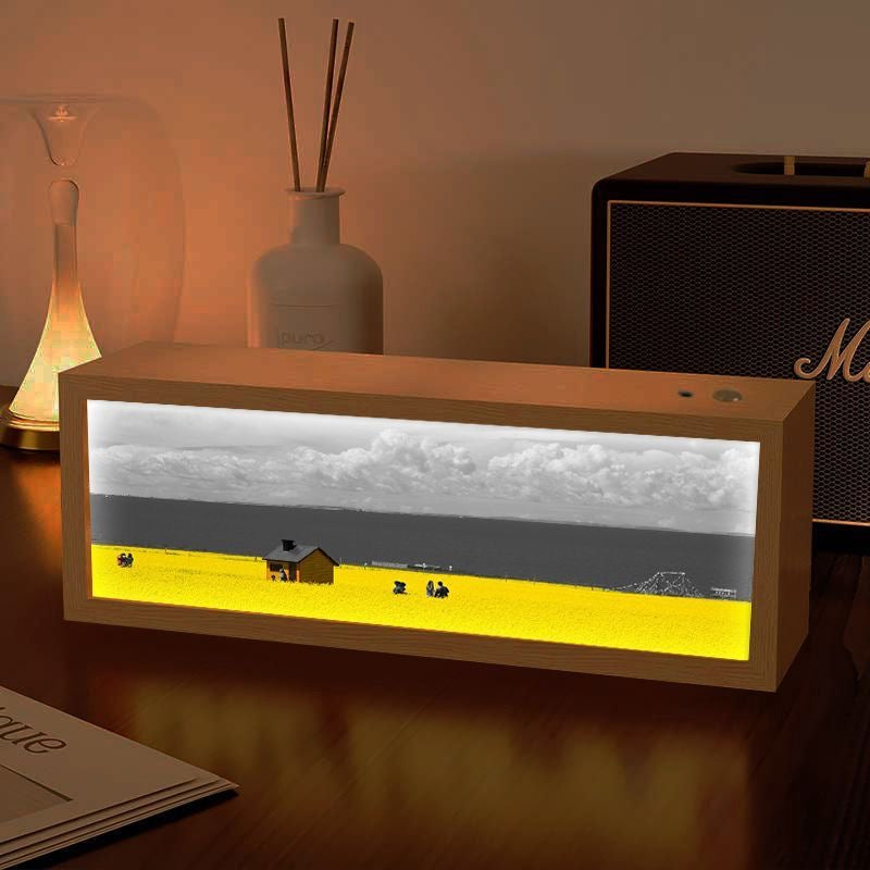 Healing Forest LED Light Painting - Nordic Wooden Frame Light Box Art