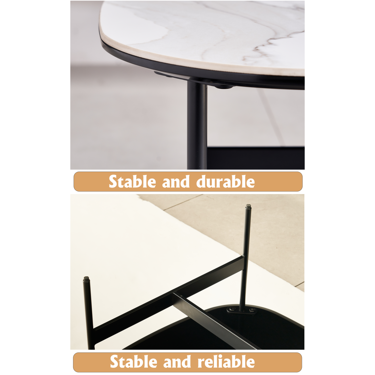 Modern Rock Beam Ceramic Coffee Table for Living Room