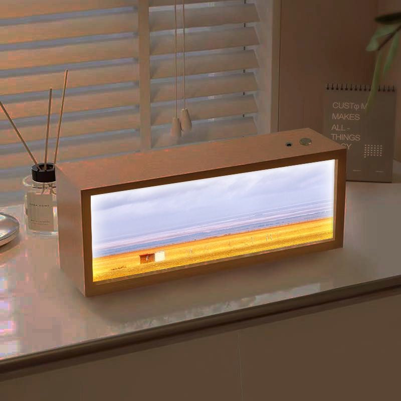 Healing Forest LED Light Painting - Nordic Wooden Frame Light Box Art