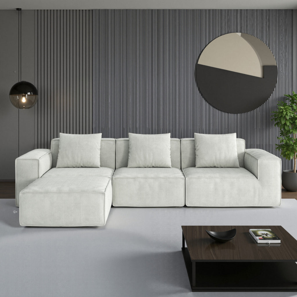 118-inch modular sofa can be converted into an oversized sofa bed Free conversion sofa set flexible configuration, soft corduroy cloud velvet fabric