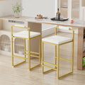 Velvet Bar Stools Set of 2 – Gold Legs, Creamy White