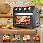 Plum Chef 27.5QT 6-in-1 Air Fryer Oven 1600W Black for Crispy Family Cooking