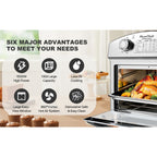 12.5 Quart 7-in-1 Stainless Steel Convection Toaster Oven 1500W 5 Pre-Set Menus Silver