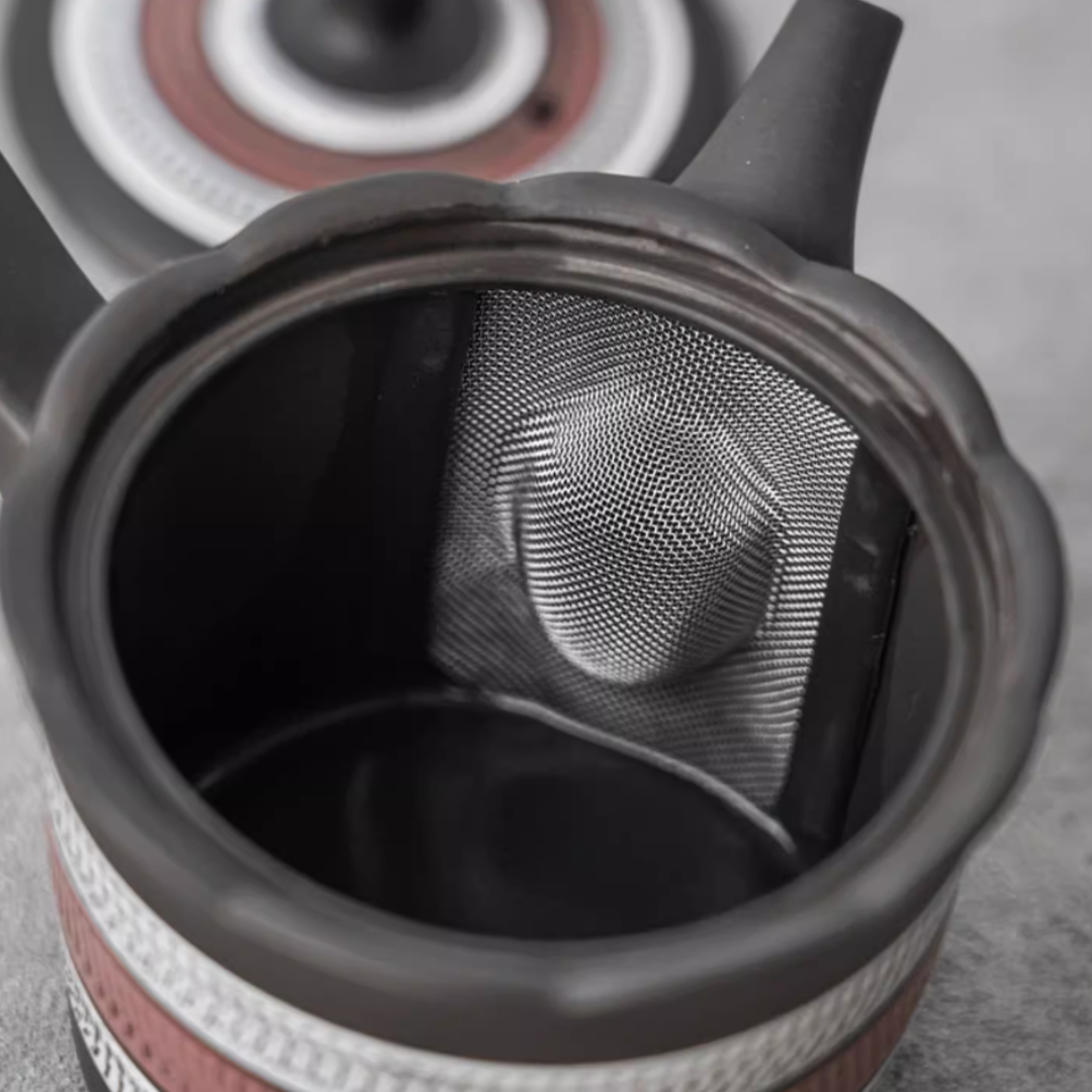 Tokoname Ware Hand-Carved Misty Rain Teapot