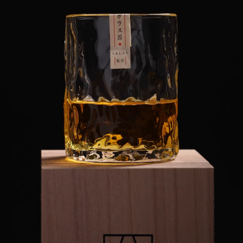 Edo Glass Handcrafted Water Ripple Whisky Glass