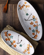 Fukutora Ware Hand-Painted Maple Leaf Sushi Plate