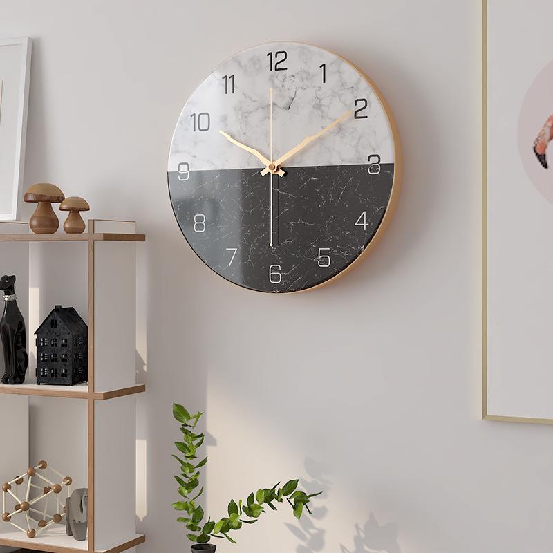 Fashion Marble Texture Metal Wall Clock