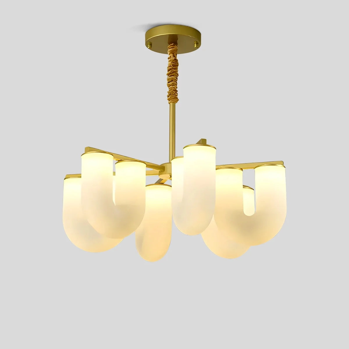 U-Shaped Milk Glass Chandelier