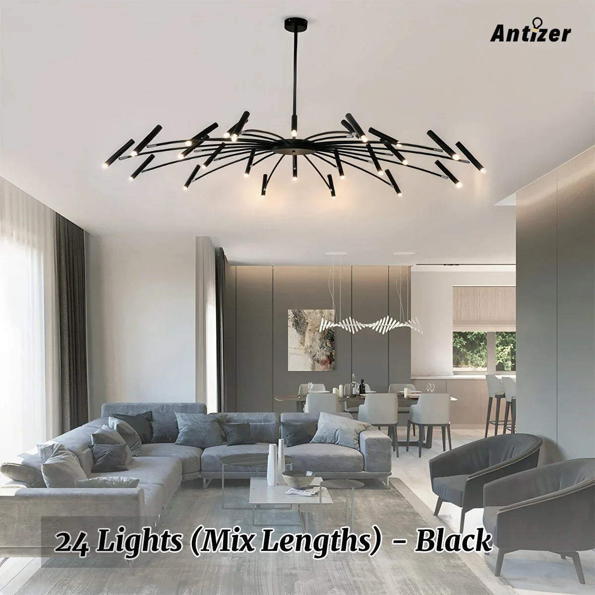 Modern Adjustable Candelabra Chandelier for Living Room