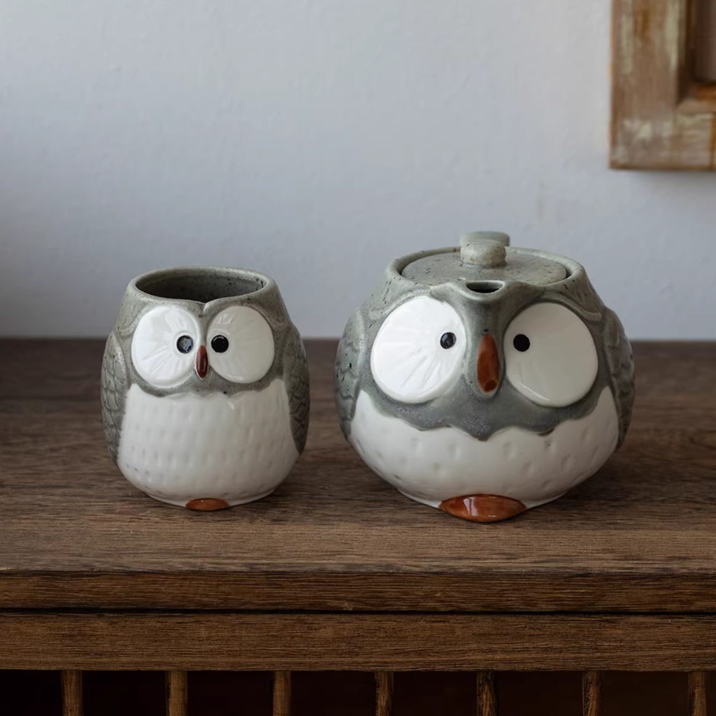 Mino Ware Owl Tea Set