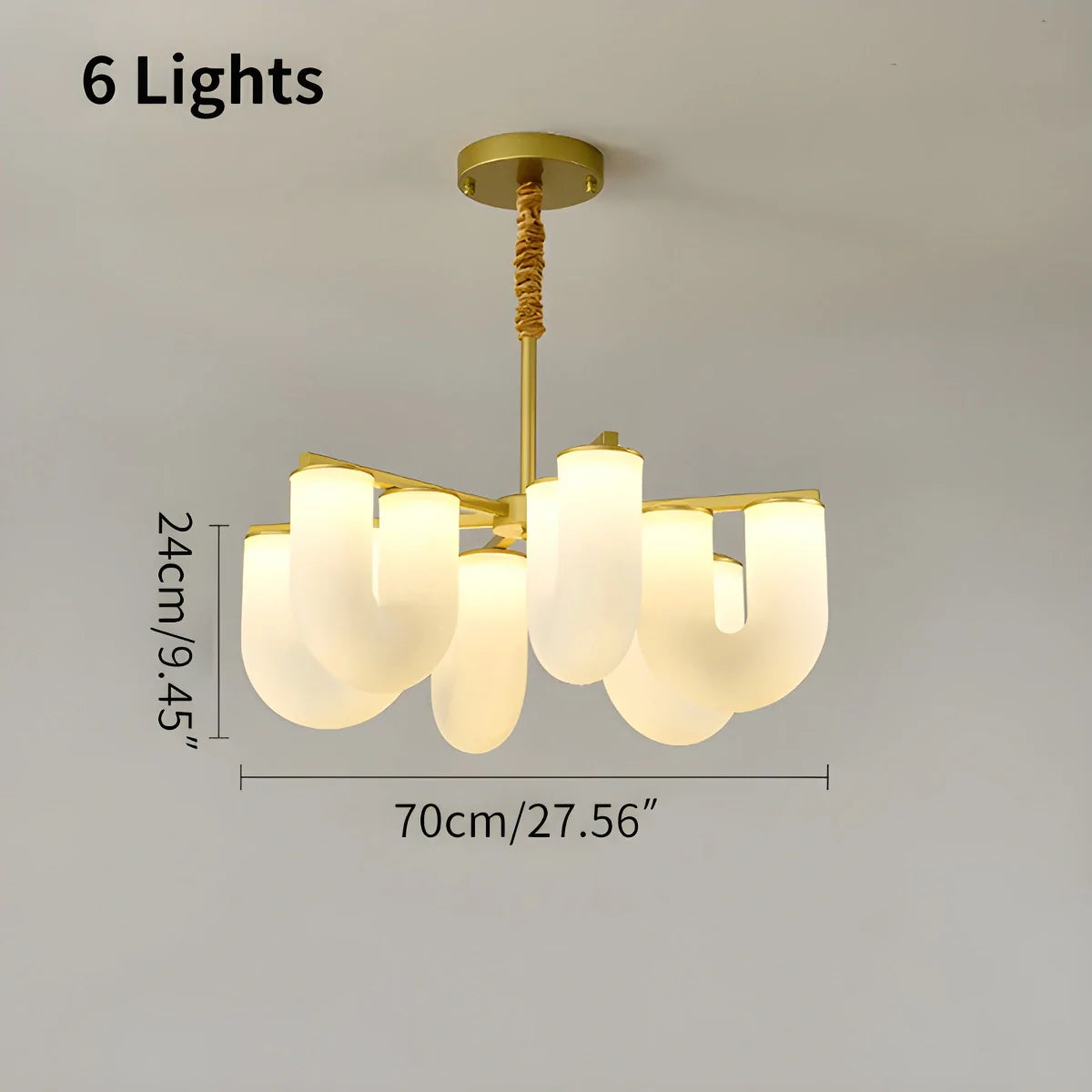 U-Shaped Milk Glass Chandelier