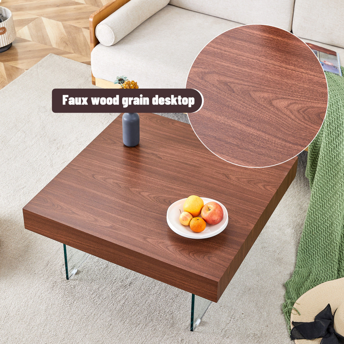 Walnut Colored Square MDF Coffee Table