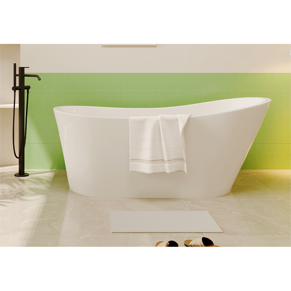 67'' Acrylic Freestanding Bathtub,Deep Soaking Bathtub, Glossy White, Chrome overflow and anti clogging drain, cUPC Certified