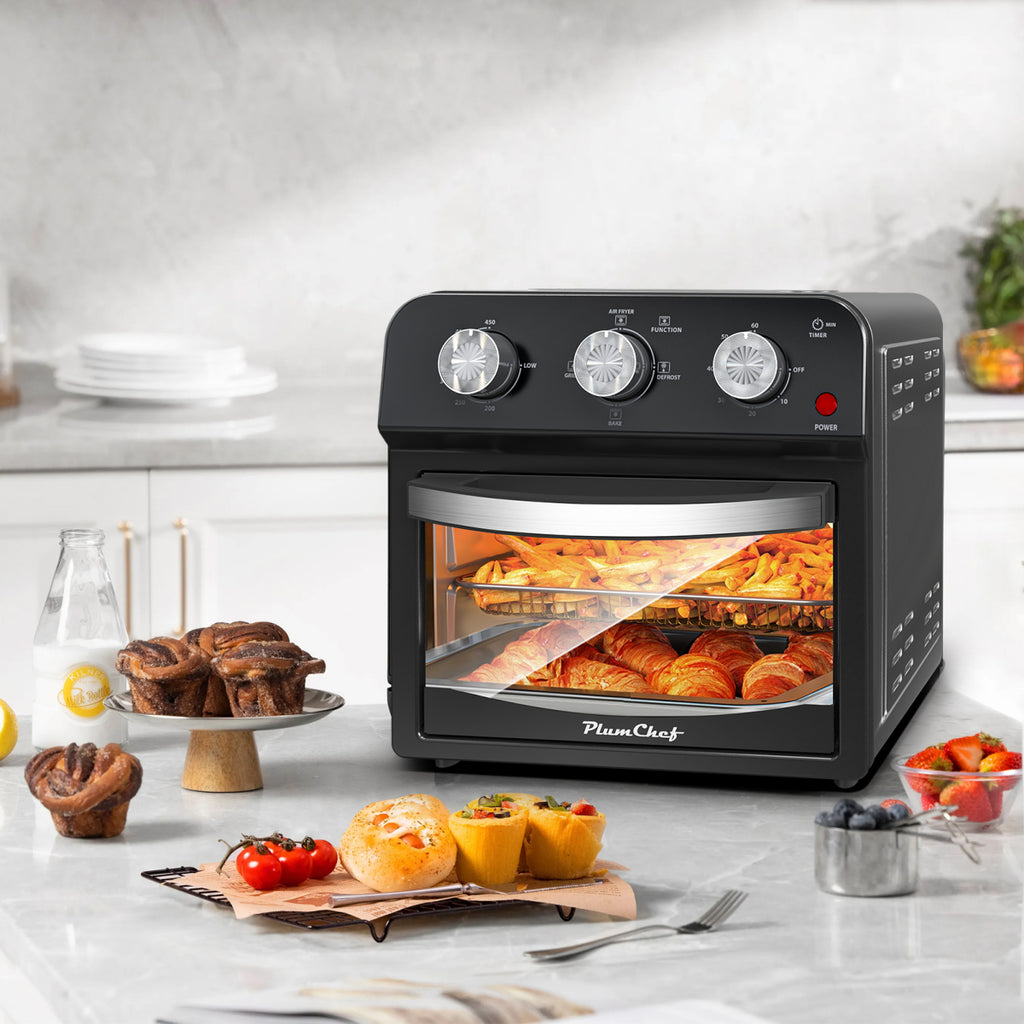 12.5 Quart 1500W Air Fryer Convection Toaster Oven 7-in-1 Stainless Steel Black