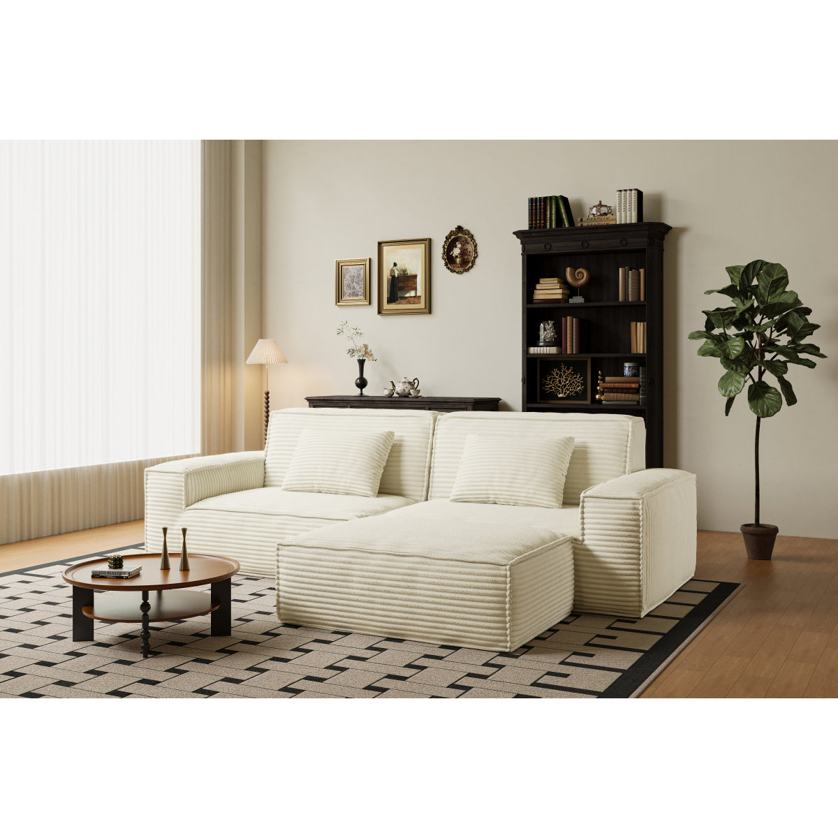 106.3 inch Modern Style Striped Compression sofa for Living Room & Bedroom