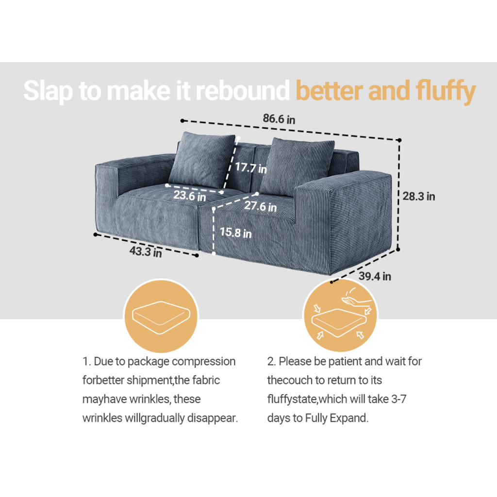 Belfin Modular Sectional Sofa, Convertible Tofu Block Sofa Bed
