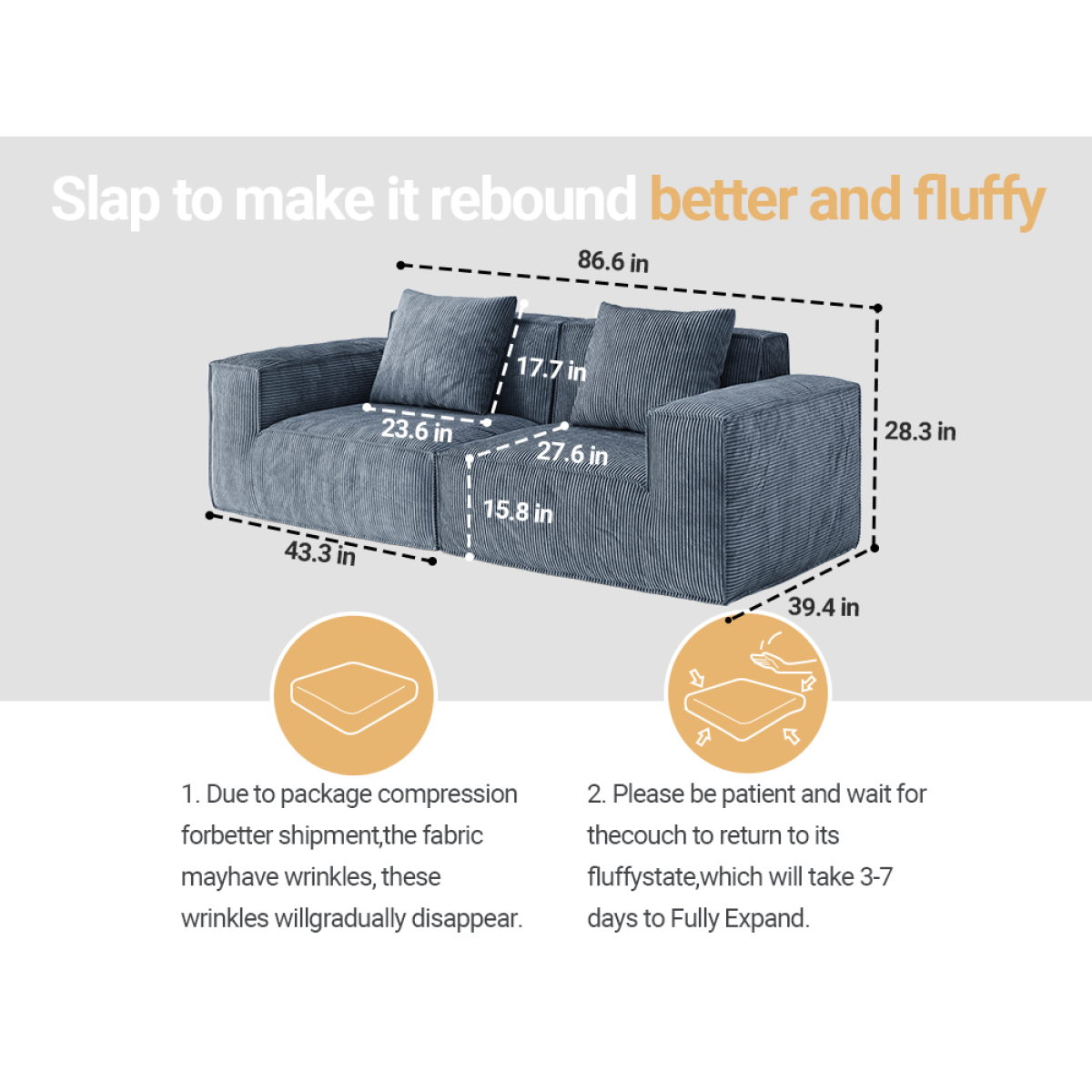 Belfin Modular Sectional Sofa, Convertible Tofu Block Sofa Bed