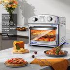 12.5 Quart 7-in-1 Stainless Steel Convection Toaster Oven 1500W 5 Pre-Set Menus Silver