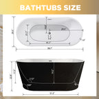 59" Black Freestanding Soaking Tub