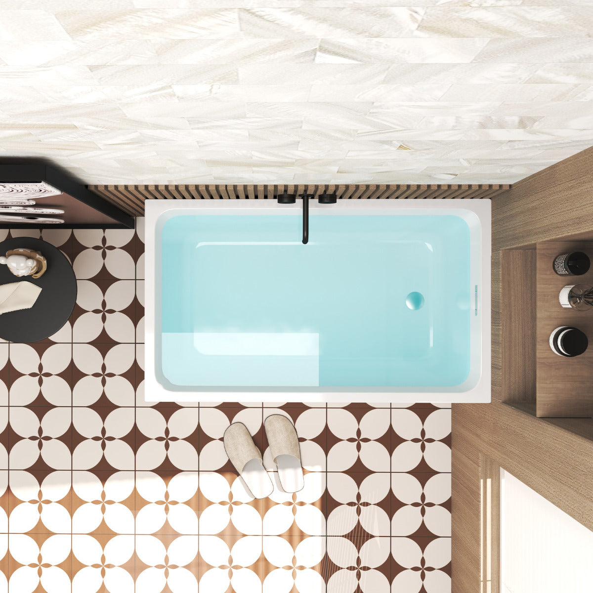 47" Acrylic Freestanding Bathtub ,Spacious rectangle Shape, Gloss White Finish, Chrome Overflow & Pop-Up Drain CUPC Certificate