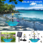 Solar Hummingbird Fountain Bird Bath with 3-Tier Cascade