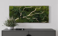 Handmade 40” x 18” White Branch Moss & Ferns Plant Painting
