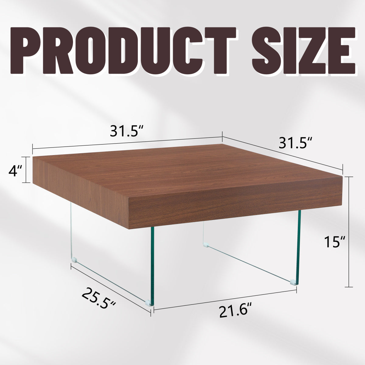 Walnut Colored Square MDF Coffee Table