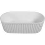 67" Freestanding Solid Surface Bathtub, Luxury Engineered Stone Resin Freestanding Soaking Bathtub with Overflow and Pop-up Drain cUPC Certified,