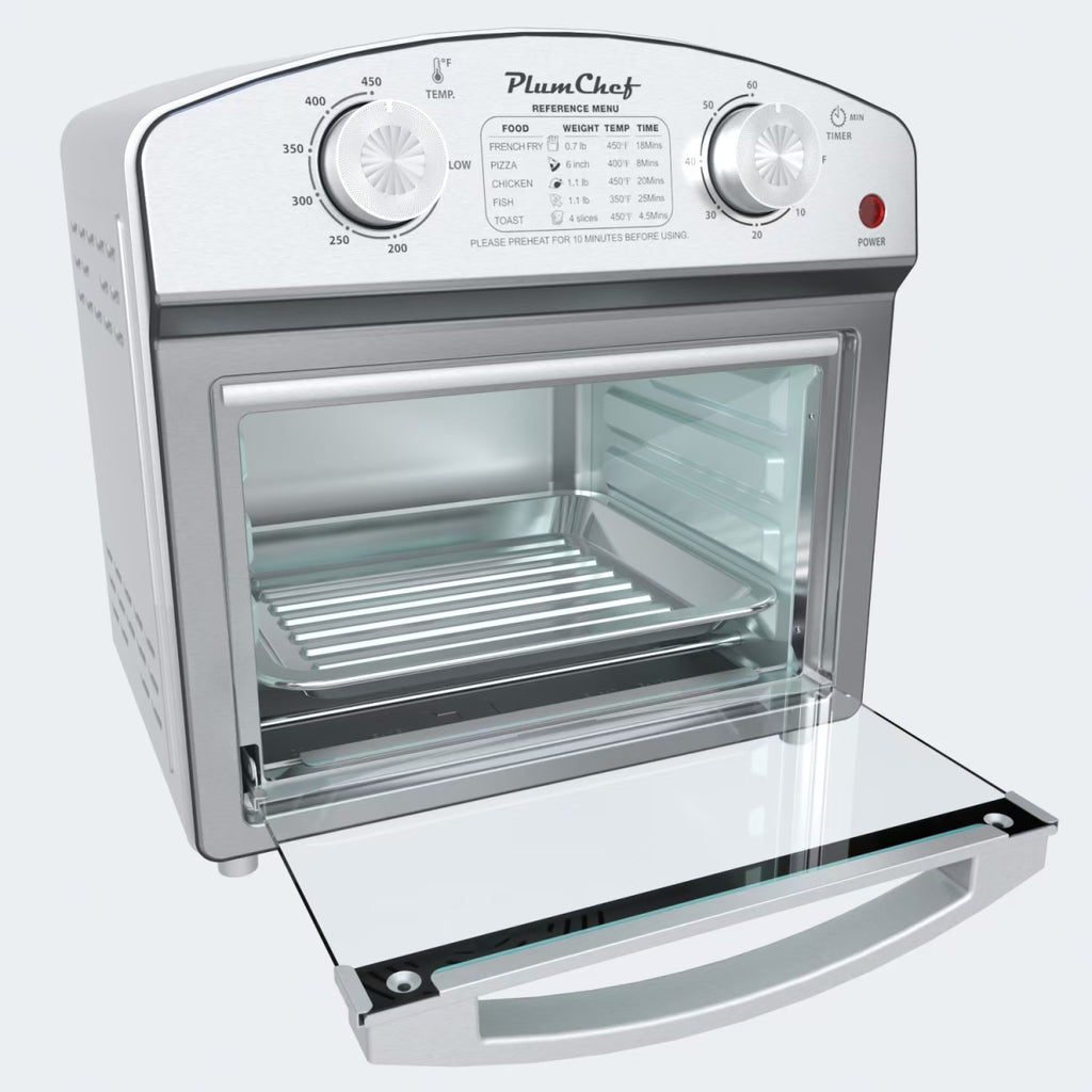 12.5 Quart 7-in-1 Stainless Steel Convection Toaster Oven 1500W 5 Pre-Set Menus Silver